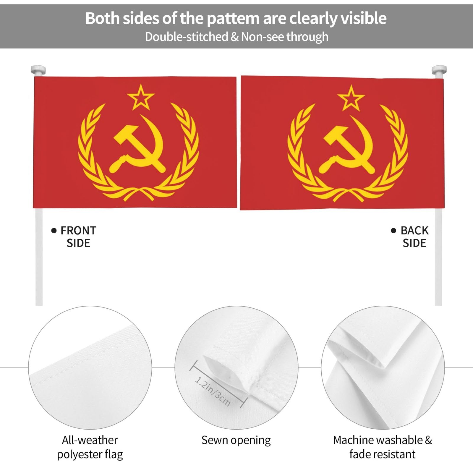 Amazon.com: Soviet Union Cccp Ussr Emblem Red Car Flag